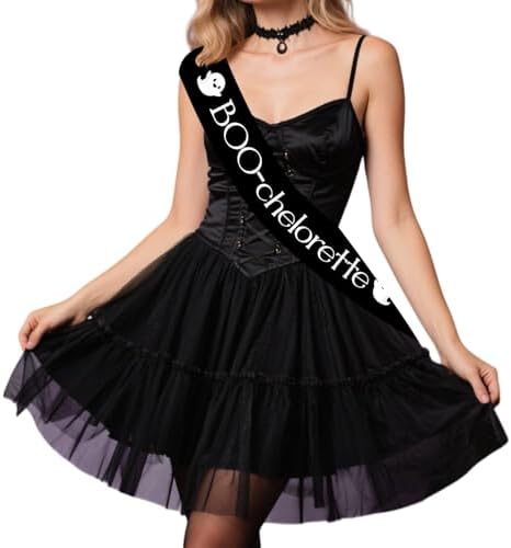 Serencatcher Halloween Bachelorette Sash Black Boo-Chelorette Bride