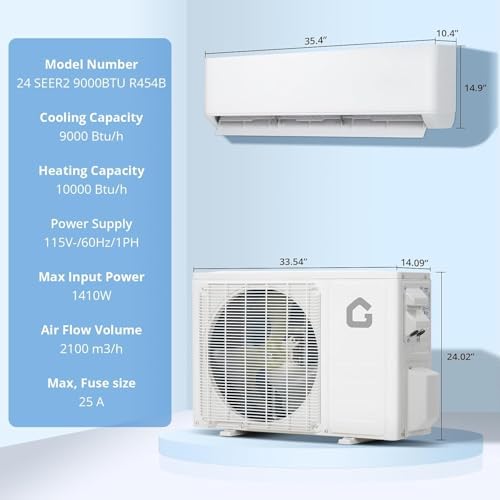 9000 BTU Mini Split AC Heat Pump System with WiFi and Alexa