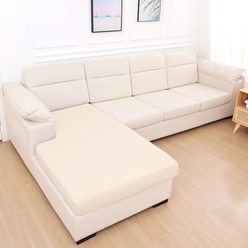 Hyha Waterproof Couch Cushion Covers for Sectional Sofa L Shape Design Beige