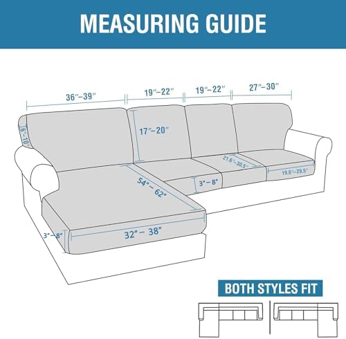HVERSAILTEX 8-Piece Sectional Couch Covers Checked Pattern Dove