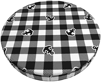 Anchor Black Tartan Plaid Bar Stool Cover 14 Inch
