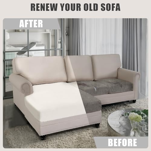 Velvet Sectional Couch Covers 3 Piece Set Ivory