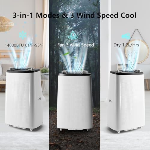 14000 BTU Portable Air Conditioner Dual Motor Fast Cooling