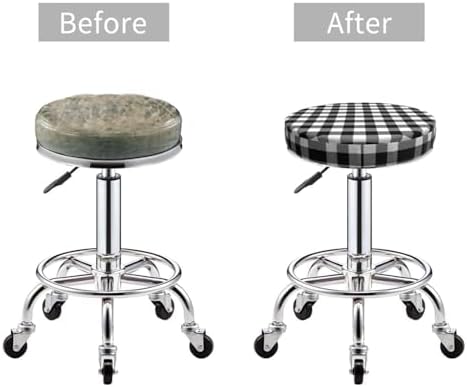 White Black Buffalo Plaid Gingham Stool Cover 12 Inch Velvet Cushion