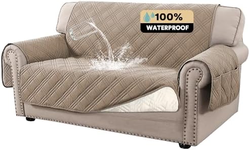 PrinceDeco Waterproof Loveseat Covers 48 Inch Taupe 1