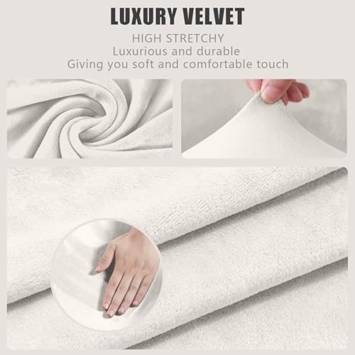 Velvet Sectional Couch Covers 3 Piece Set Ivory