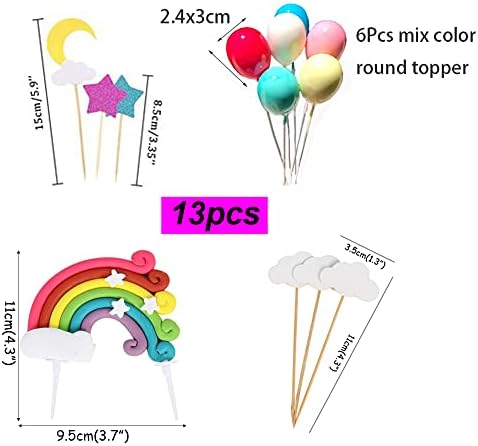 Rainbow Cake Topper Set 13pcs for Birthday Parties