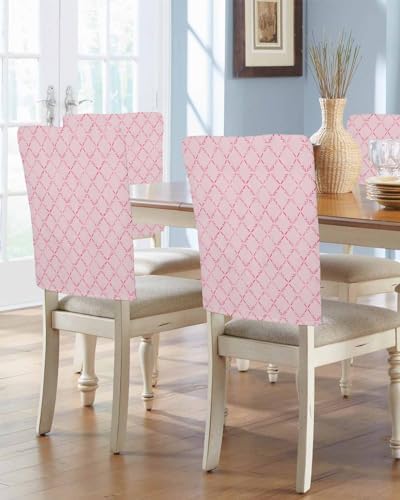 DecorLovee Pink Rhombus Chair Back Covers 4 Pack
