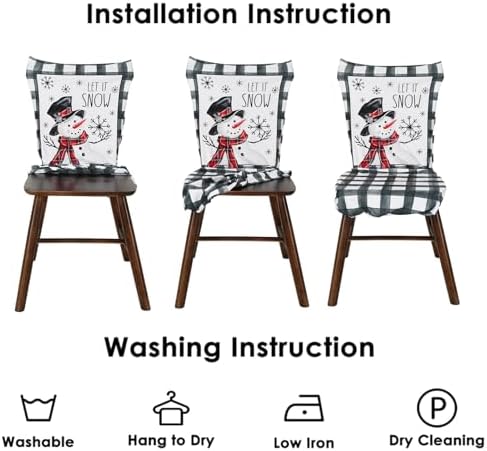 4 Pcs Christmas Dining Chair Covers with Snowman and Tree Designs