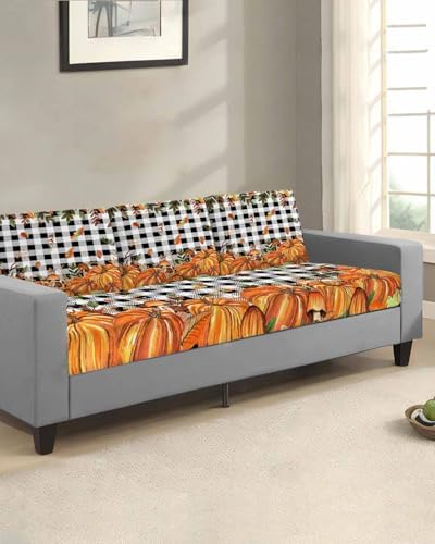 Orange Fall Pumpkin Sofa Cushion Covers Washable Removable Stretchable
