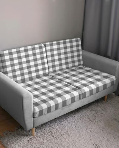 Gray Buffalo Check Plaid Sofa Cushion Covers 3 Pieces