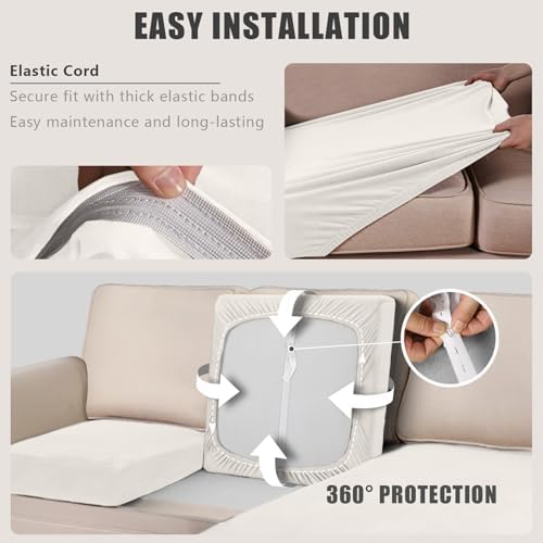 Velvet Sectional Couch Covers 3 Piece Set Ivory