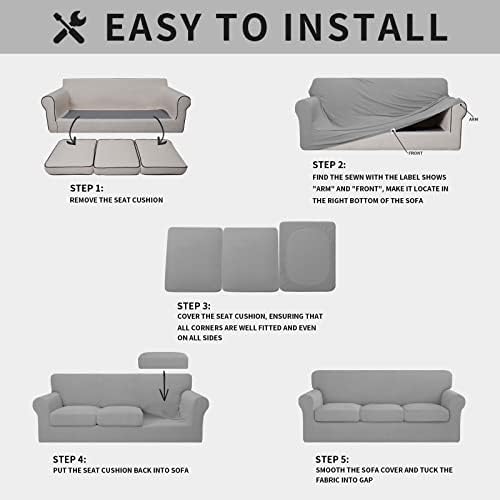 ISSUNTEX 4-Piece High Stretch Jacquard Sofa Slipcover Set