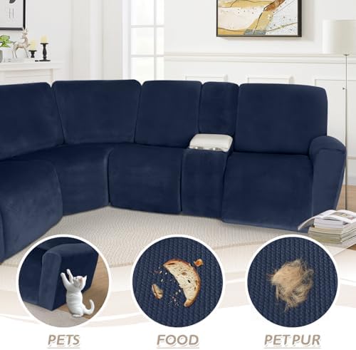 Arfntevss Velvet Sectional Recliner Slipcover Set
