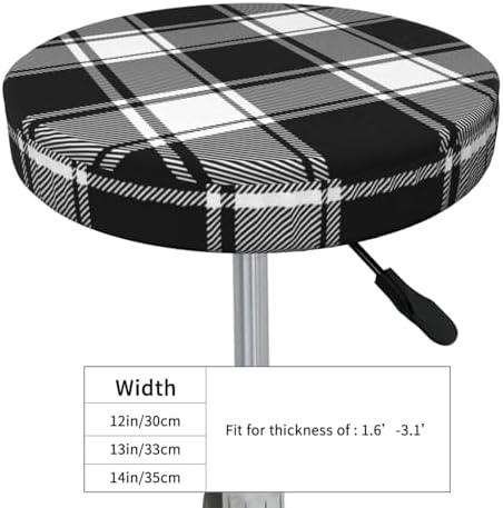 Buffalo Check Plaid Bar Stool Covers 12-14 Inch Round Elastic Seat Slipcover
