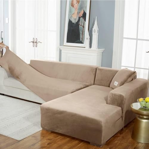 Velvet L Shape Sofa Slipcover for Sectional 3 Seater