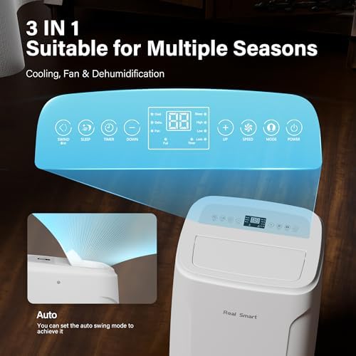 RealSmart 12000 BTU Quiet Portable AC Unit with 3-in-1 Features