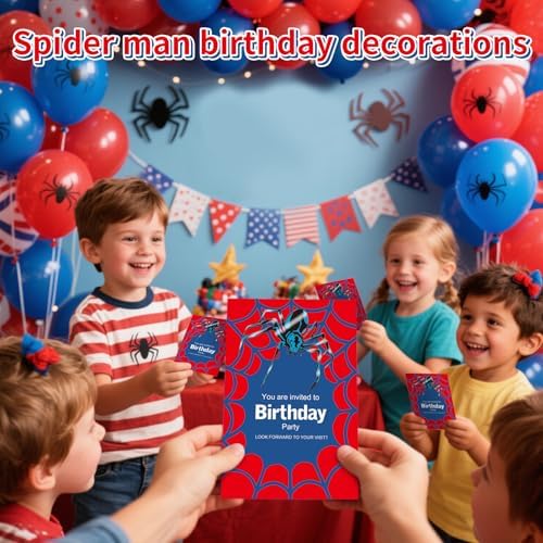 Spider Theme Birthday Invitations 30 Set