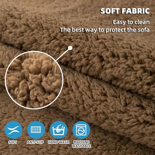 MELLYKORAN Sherpa Fleece Sofa Cover for 3 Cushion Couch