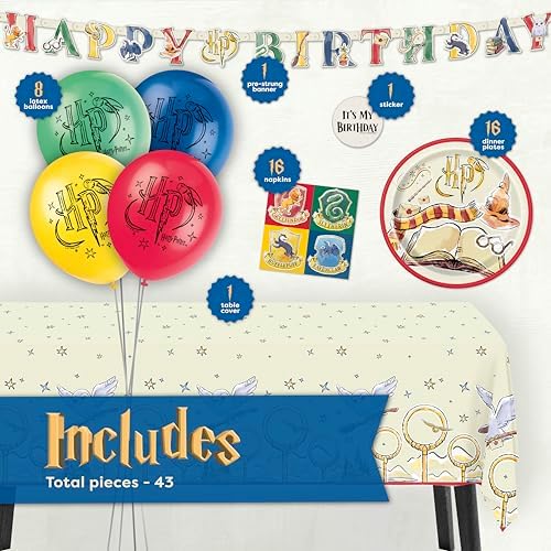Harry Potter Birthday Decorations Set for 16 Guests