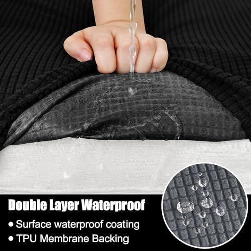 Smiry Waterproof Couch Cushion Covers Stretch Jacquard L Shape Sectional Sofa Cover Black