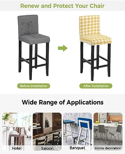 Yellow Buffalo Check Bar Stool Covers Set of 2 1