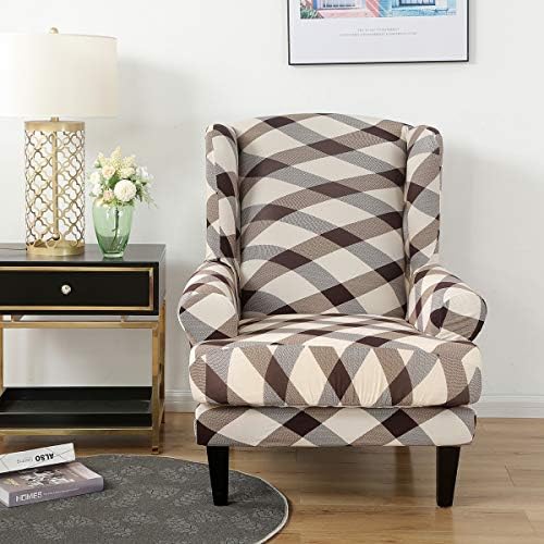 Wingback Chair Cover 2 Piece Durable Soft Slipcover for Armchair