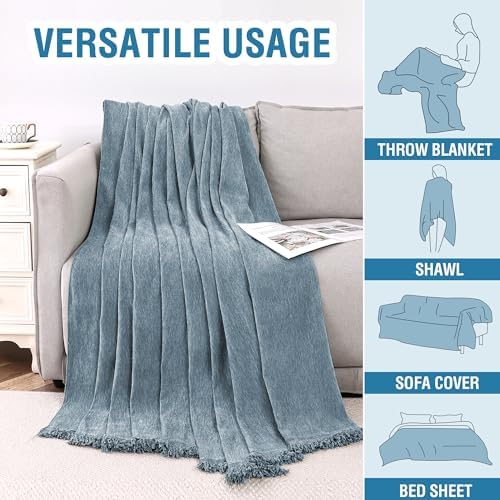 HVERSAILTEX Chenille Sofa Cover for Pets 71x118 Stone Blue
