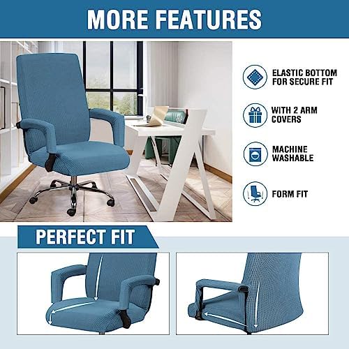 HVERSAILTEX Dusty Blue Stretch Chair Cover 1