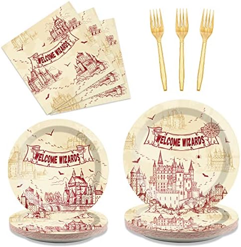 Wizard Party 96 Pcs Plates Napkins Tableware Set