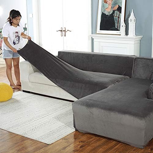ZPEE Plush Stretch Sofa Slipcover Gray 83-110