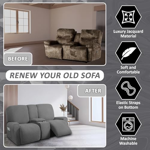 ULTICOR Reclining Love Seat Cover 8-Piece Set Thick and Soft
