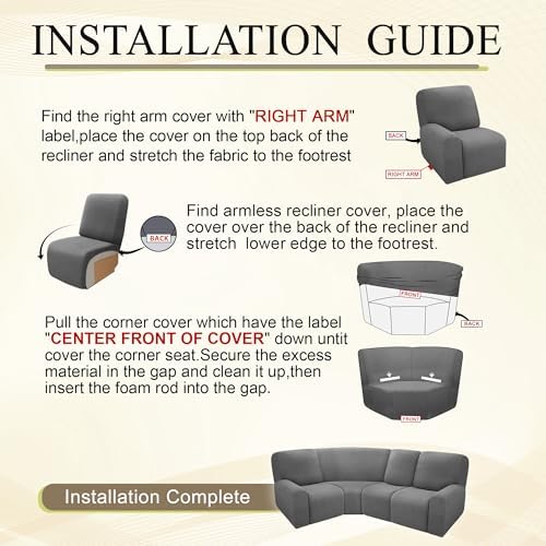 100 Waterproof Recliner Sectional Couch Covers 4-Piece L Shape Set