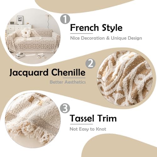 HANDONTIME Chenille Sofa Cover 71x134 Khaki