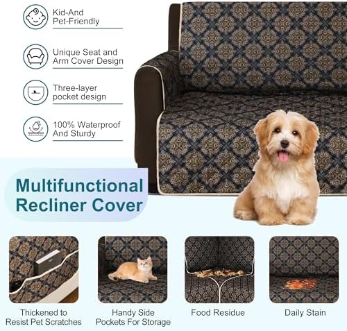 ALIECOM Waterproof L Shape Sofa Slipcover with Pockets