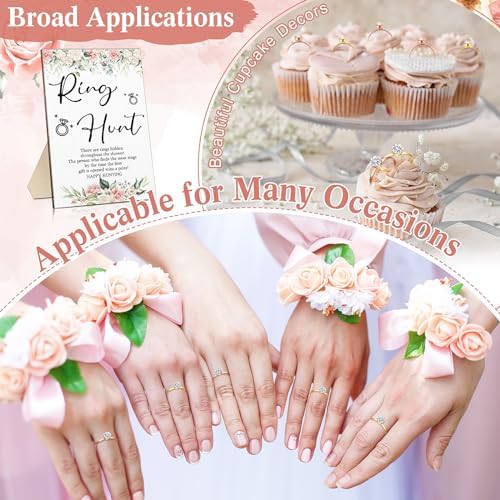 Bucherry Bridal Shower Game Sign with 100 Plastic Rings