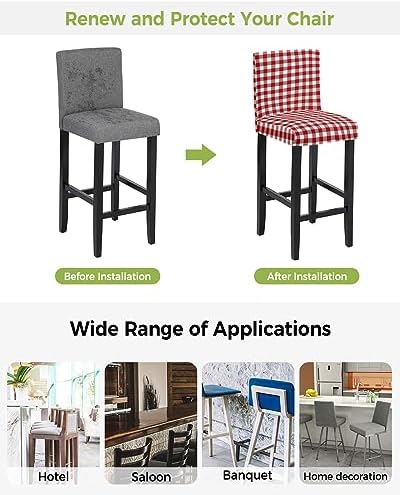 Farmhouse Buffalo Plaid Bar Stool Covers Set of 2