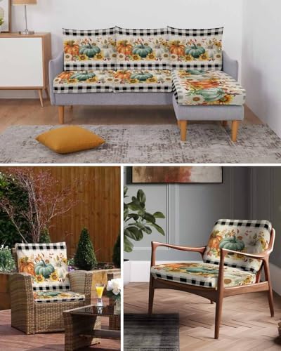 Green Orange White Pumpkin Sofa Cushion Covers Washable Removable Stretchable