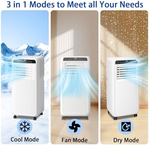 10000 BTU Portable AC Unit with Dehumidifier Fan and Remote Control