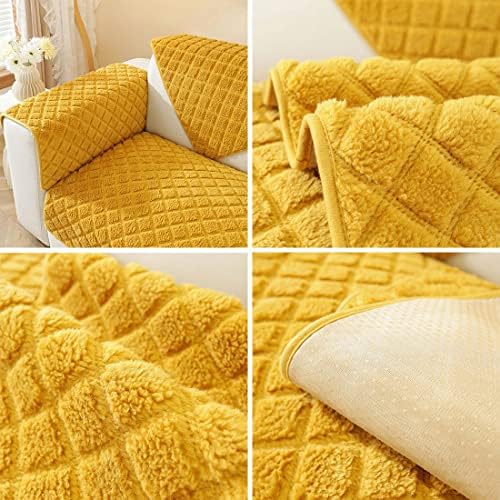 Vctops Plaid Sherpa Fleece Sofa Cover for Dogs and Kids