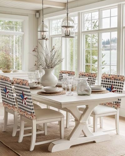 4th of July Chair Covers Set of 4 Patriotic Star American Flag Slipcovers