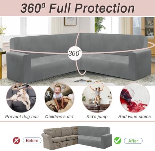 Velvet L Shaped Sectional Sofa Cover for Pets