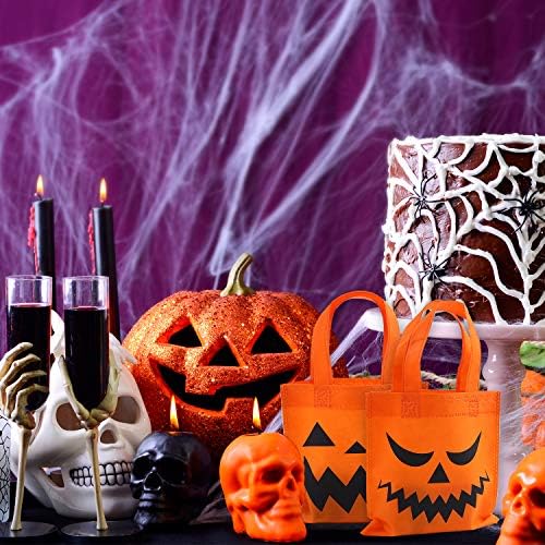 Elcoho 30-Pack Halloween Non-Woven Tote Bags with Pumpkins