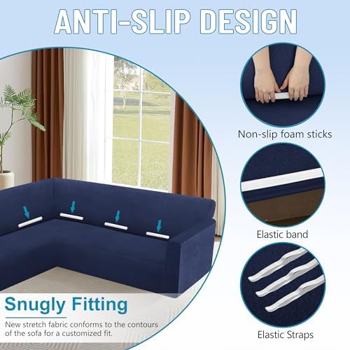 HDCAXKJ U Shaped Sofa Slipcover Thick Jacquard Design