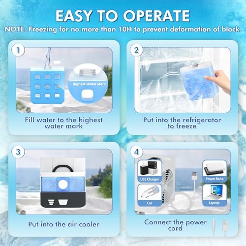 Portable Air Conditioner Fan with 3 Speeds and Anti-Leak Design