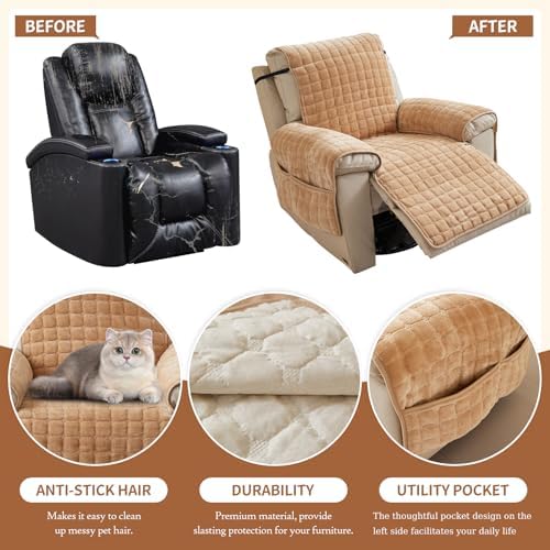 Plush Recliner Slipcover 30 Inches Washable Chair Cover for Lazy Boy Furniture
