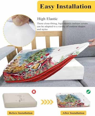 Christmas Sofa Cushion Covers Washable Removable Stretchable