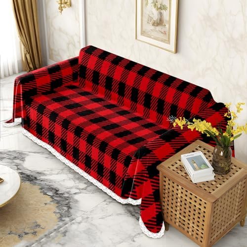 Couch Covers Red Black Buffalo Plaid Throw Covers for Couch
