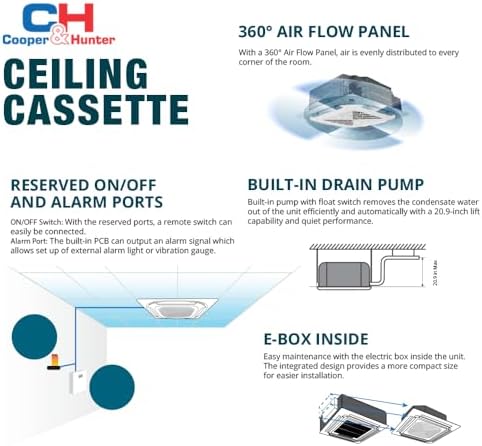Cooper Hunter 12000 BTU Ceiling Cassette Ductless Mini Split AC Heat Pump