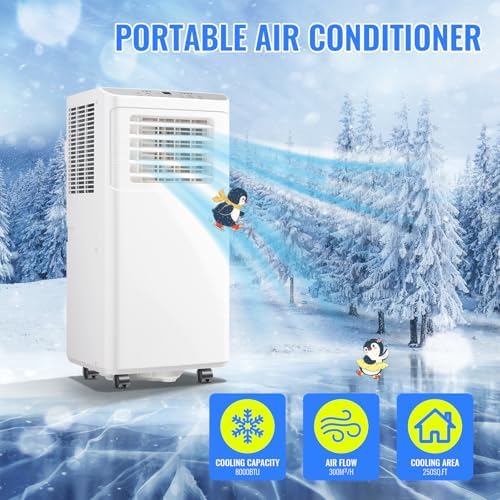 TACOOL 8000 BTU Portable Air Conditioner with Dehumidifier and Fan White